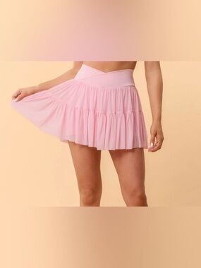 Light Pink Pleated Mini Skirt